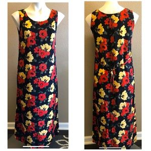 Sleeveless Long Dress Sz M Mid Calf Bold  Beautiful Tie Back Side Split VTG